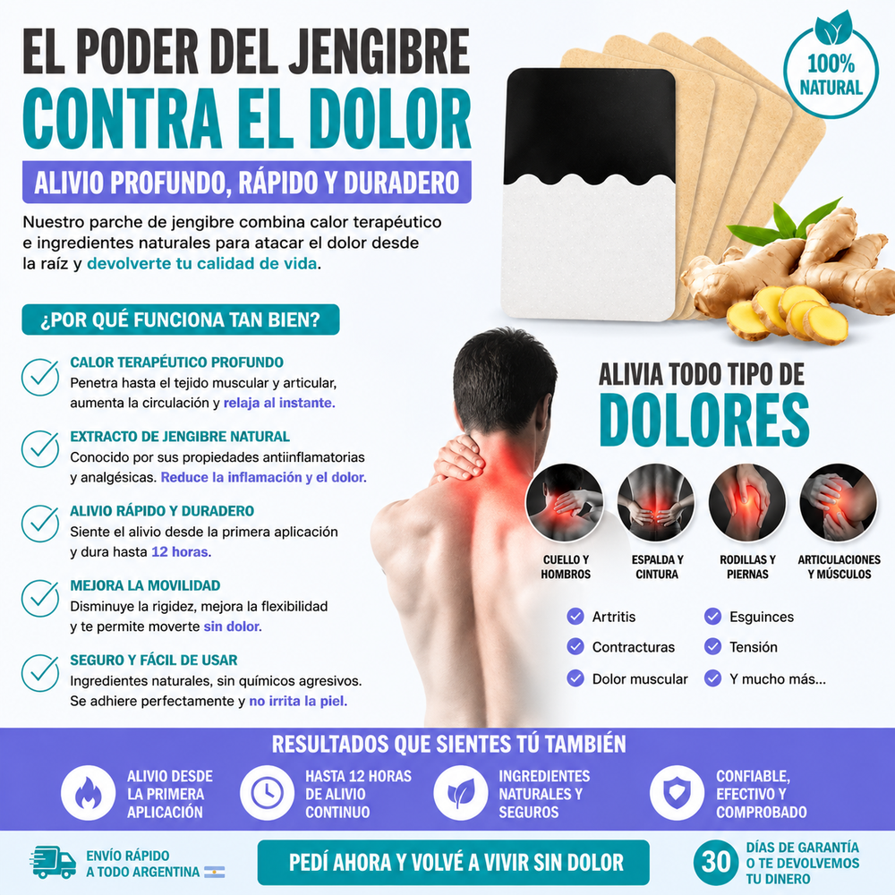 Parches de Jengibre para Alivio Muscular