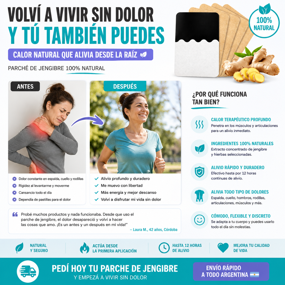Parches de Jengibre para Alivio Muscular