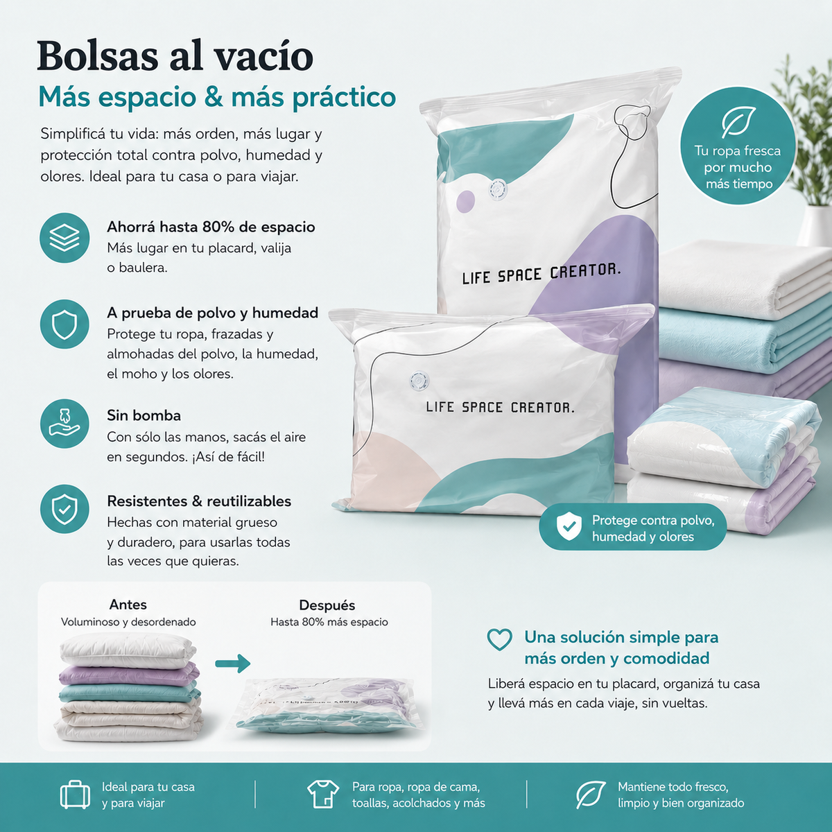 Bolsas de Vacío sin Bomba 3D