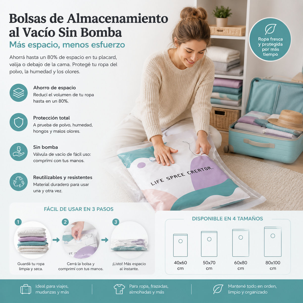 Bolsas de Vacío sin Bomba 3D